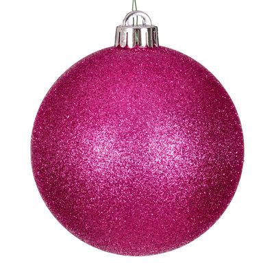 4.75&quot; HOT PINK GLITTER BALL DRILLED 4/BAG