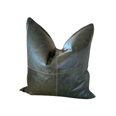 LEATHER ACRE FOREST GREEN 22&quot; PILLOW