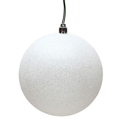 4&quot; WHITE GLITTER BALL DRILLED 6/BAG