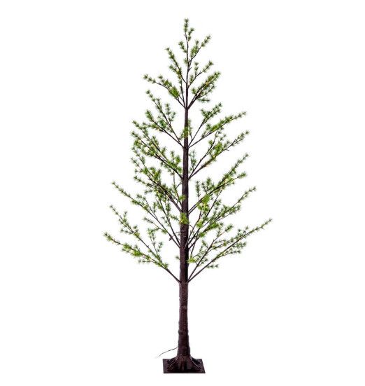 7' GREEN MINI PINE TWIG TREE, WARM WHITE LED