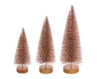 8&quot;-10&quot;-12&quot; CHAMPAGNE BOTTLE BRUSH TREES, SET OF 3