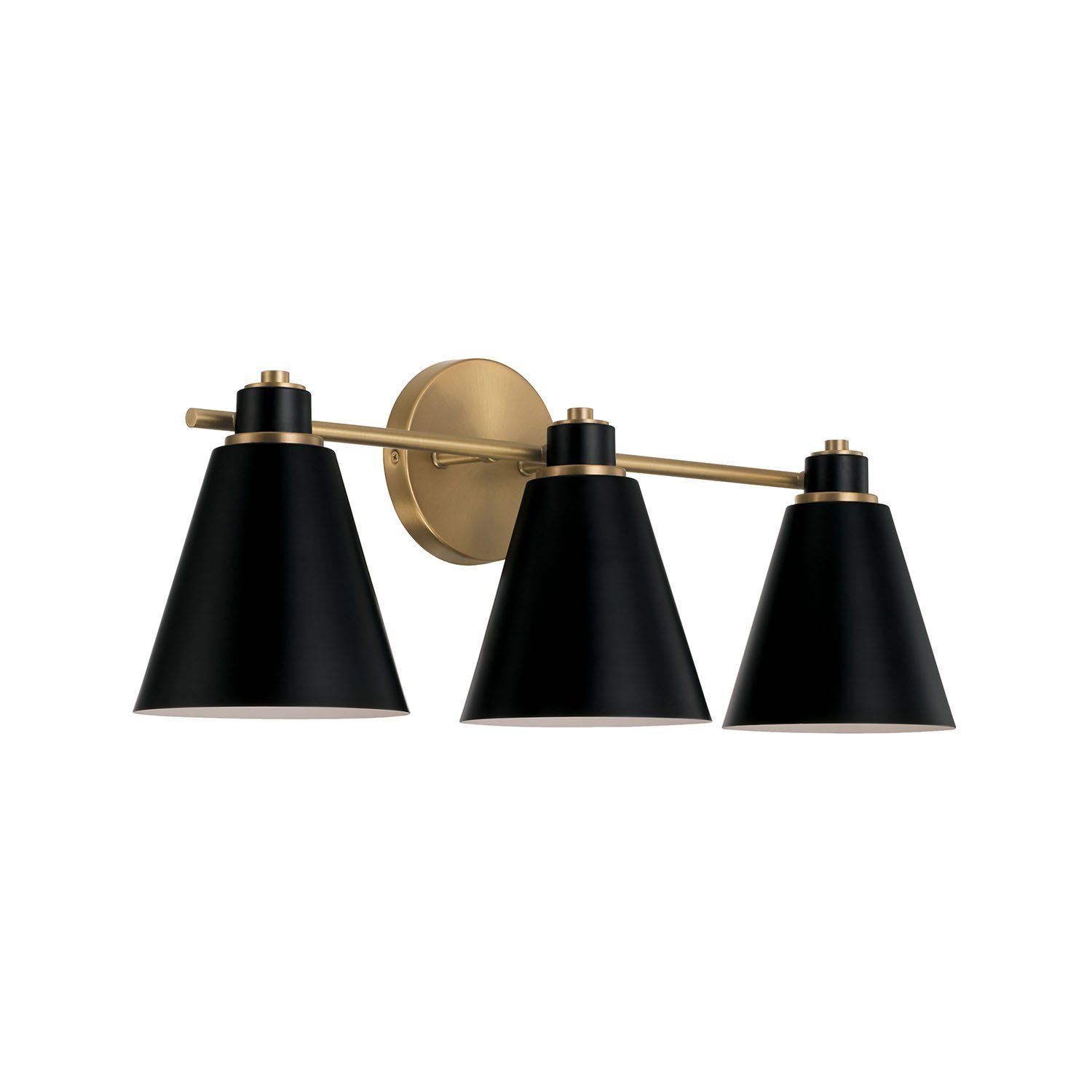 BRADLEY 3-LIGHT VANITY , Color: (BRASS/BLACK)