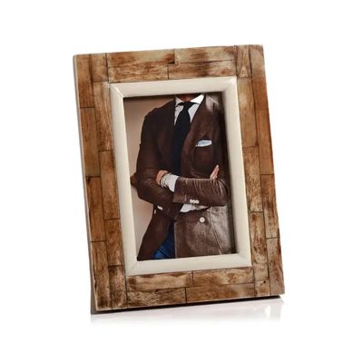 ANTIQUE BONE PHOTO FRAME (BROWN/WHITE) 4" x 6"