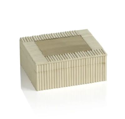 WHITE BONE CHIPS AND BRASS BOX