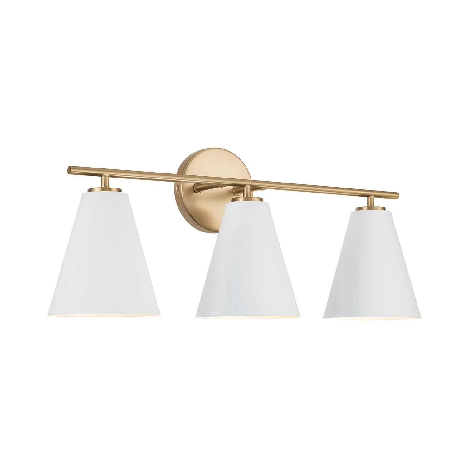 CHARLIE 3-LIGHT VANITY , Color: (MATTE BRASS/WHITE)