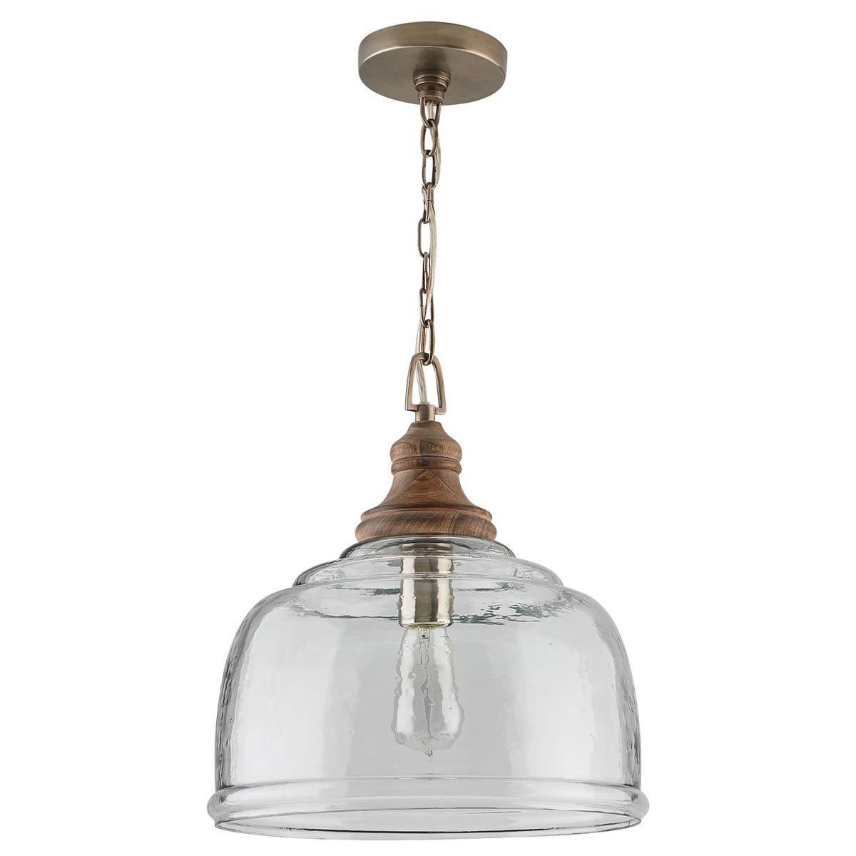 JULIAN 14&quot; 1-LIGHT RIPPLED GLASS PENDANT (GREY WASH)