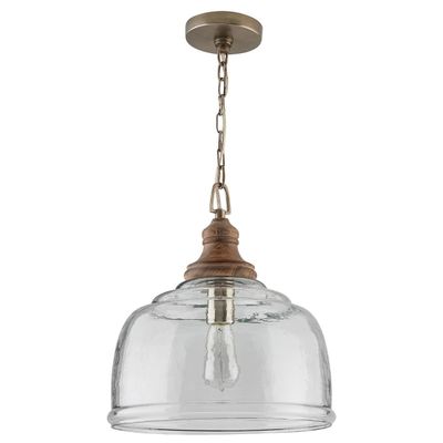 JULIAN 14&quot; 1-LIGHT RIPPLED GLASS PENDANT (GREY WASH)