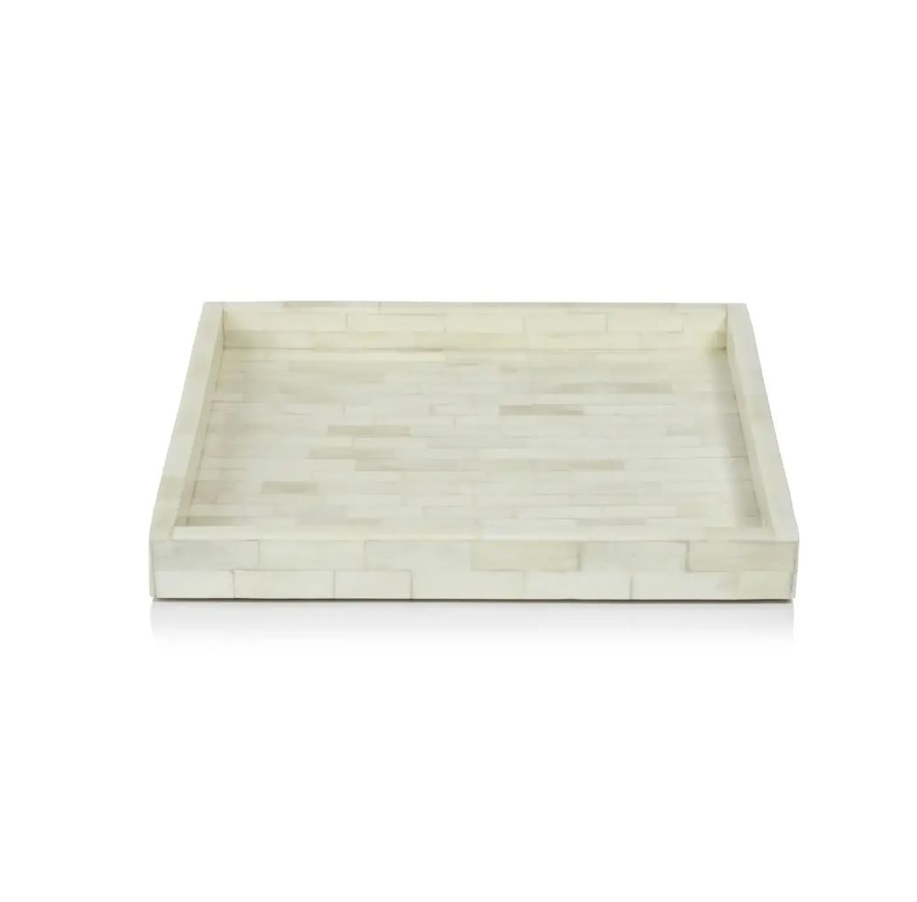 MAHA WHITE BONE INLAY TRAY (LARGE SQUARE)