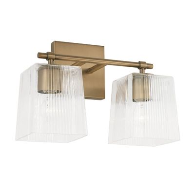 LEXI 2-LIGHT FLUTED GLASS VANITY (AGED BRASS)