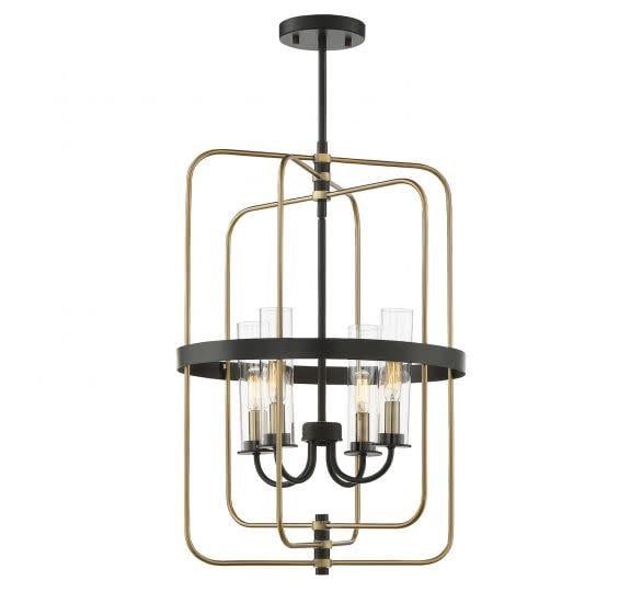 KEARNEY 4-LIGHT PENDANT (BLACK/BRASS)