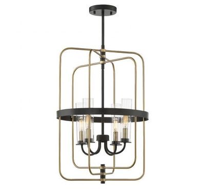 KEARNEY 4-LIGHT PENDANT (BLACK/BRASS)