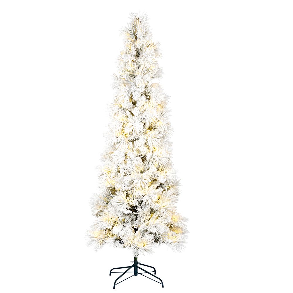 7.5' x 37" FLOCKED ATKA PENCIL TREE PRE-LIT