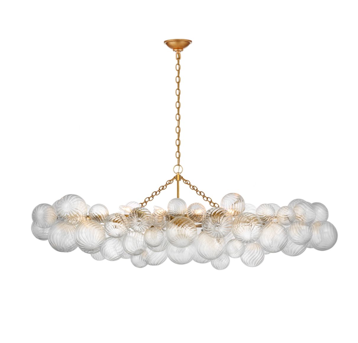 TALIA LARGE LINEAR CHANDELIER (GILD/CLEAR SWIRLED GLASS)