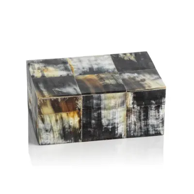 AFRICAN BLACK HORN INLAID BOX