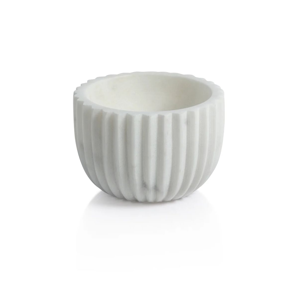 WHISPERING RIBBED MARBLE BOWL (WHITE)