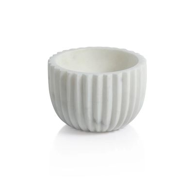 WHISPERING RIBBED MARBLE BOWL (WHITE)