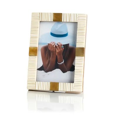MAHA BONE WITH BRASS TRIM PHOTO FRAME (4" x 6")