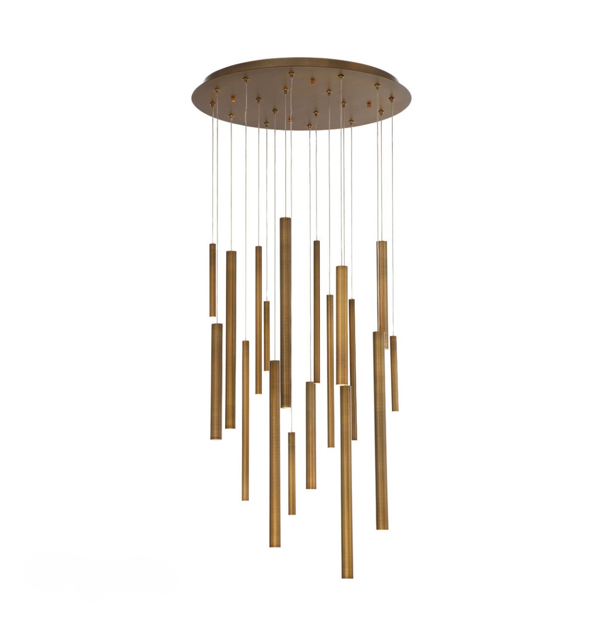 SANTANA 18-LIGHT LED MULTI DROP CHANDELIER (BRUSHED BRASS)