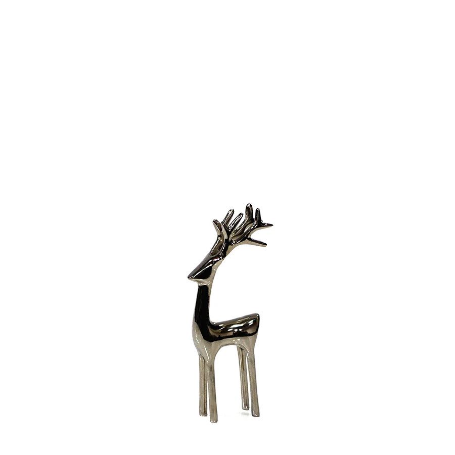 REINDEER DECORATIVE FIGURINE - POLISHED NICKEL - MEDIUM