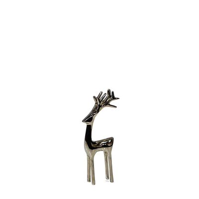 REINDEER DECORATIVE FIGURINE - POLISHED NICKEL - MEDIUM