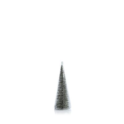 CLEAR GLASS DECORATIVE TREE W/ GREEN GLITTER - SMALL