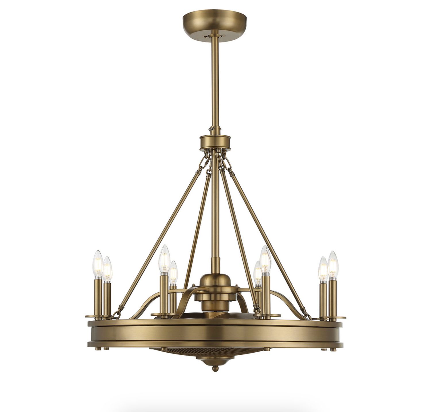 LYON 8-LIGHT FAN D'LIER (BRASS)