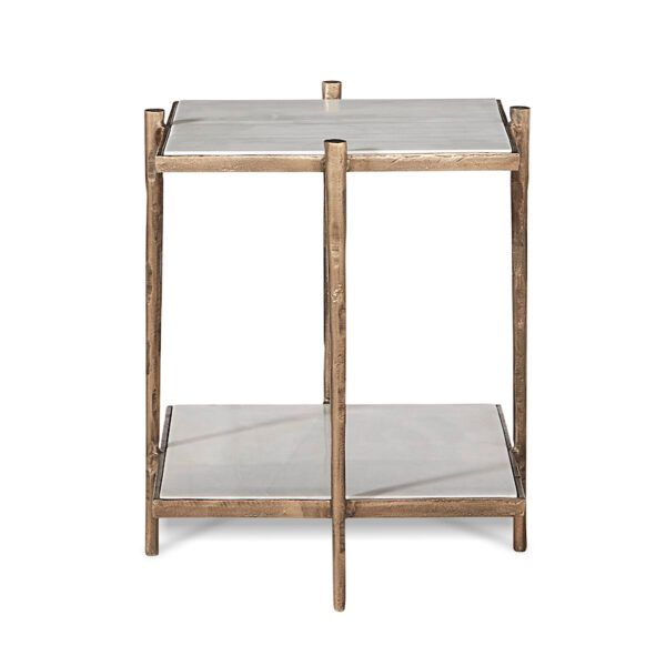 REN END TABLE (CLOUD MARBLE &amp;REFINED BRASS)
