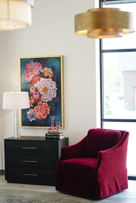 CAMERON CABERNET MOHAIR SWIVEL GLIDER