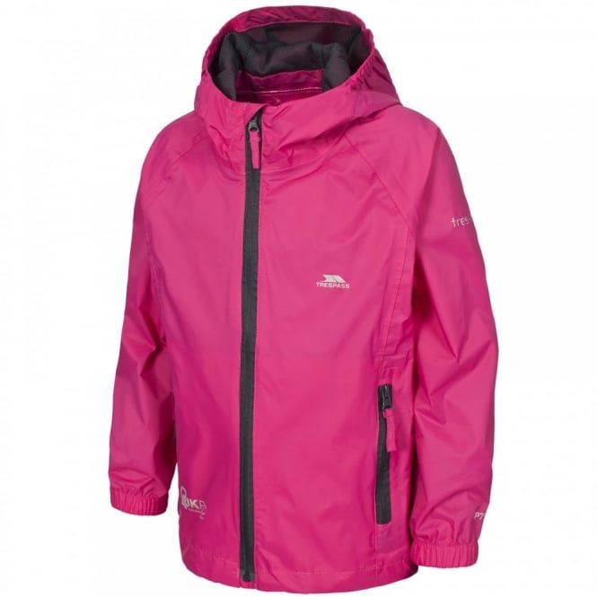Trespass QikPac Kids Rain Jacket, Color: Sasparilla Pink, Size: 2/3