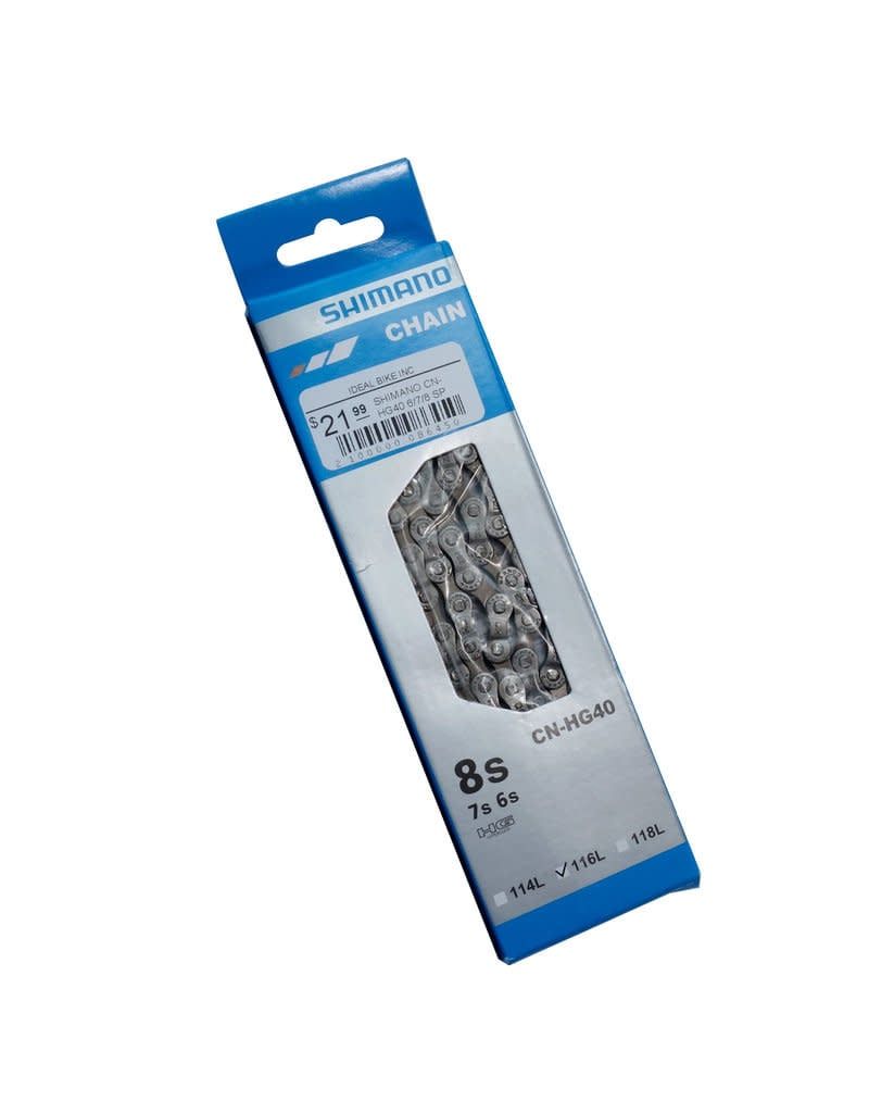 BICYCLE CHAIN, 8 SPEED,  CN-HG40 116LINKS  W/O END PIN, W/SM-UG51, SI, IND.PACK