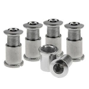 Varia, Bolts &amp; nuts for singlespeed chainrings, Chrome-plated steel, 6.5mm, 5 units per bag