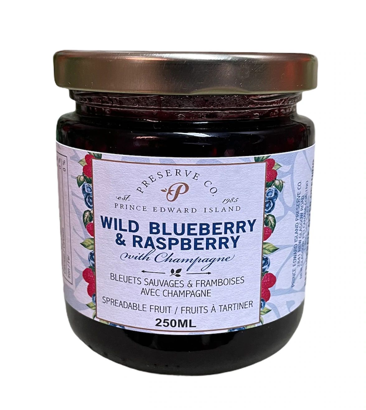 250ml PEI Preserve Wild Blueberry &amp; Raspberry w/Champagne