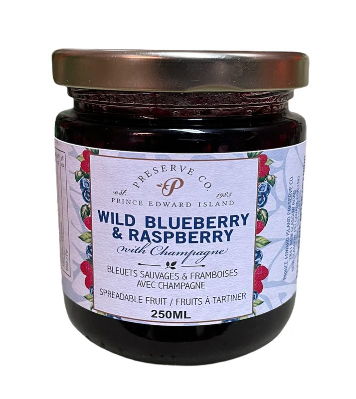 250ml PEI Preserve Wild Blueberry &amp; Raspberry w/Champagne