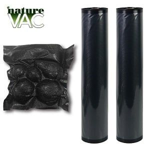NatureVAC Vacuum Seal Bags 11in x 19.5ft. All Blac
