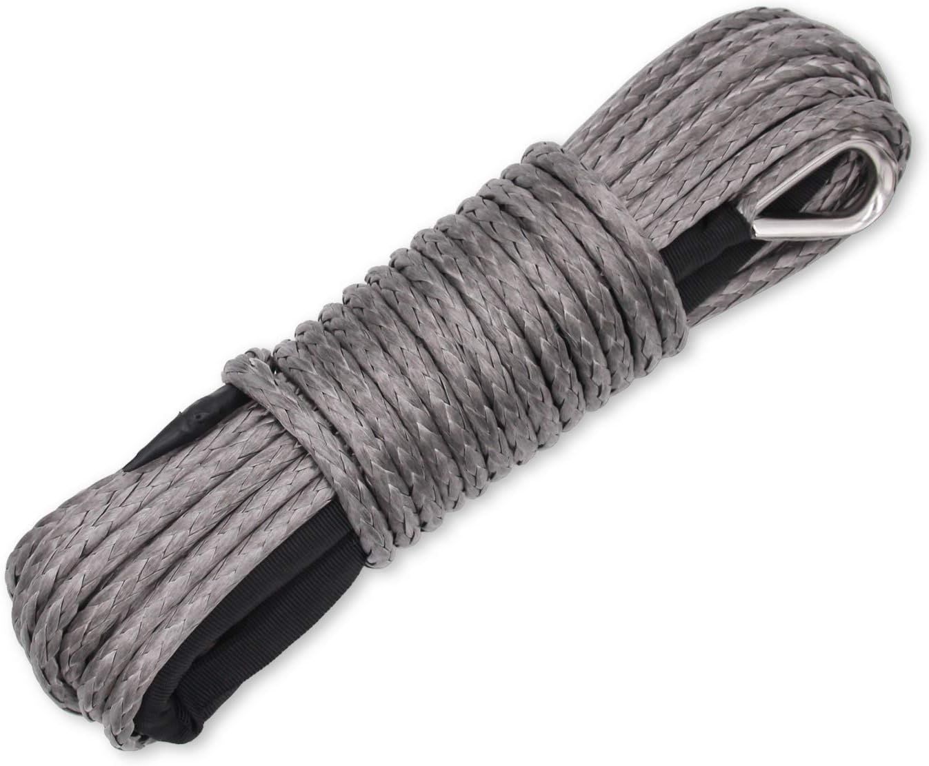 Ucreative 1/4 Inch x 50 Feet 7700LBs Synthetic Winch Line Cable Rope with Black Protecing Sleeve for ATV UTV (CHARCOAL)