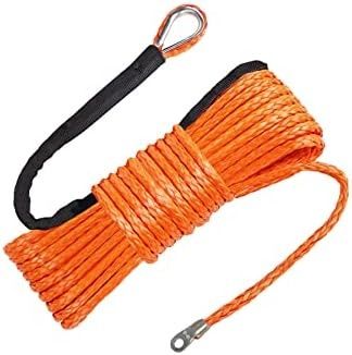 Ucreative 1/4&quot; x 50&#39; 7700LBs Synthetic Winch Line Cable Rope with Black Protecing Sleeve for ATV UTV (Orange)
