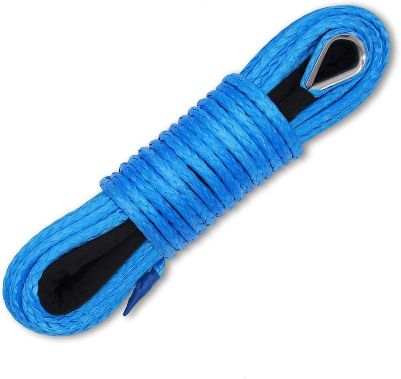 Ucreative 1/4 Inch x 50 Feet 7700LBs Synthetic Winch Line Cable Rope with Black Protecing Sleeve for ATV UTV (Blue)