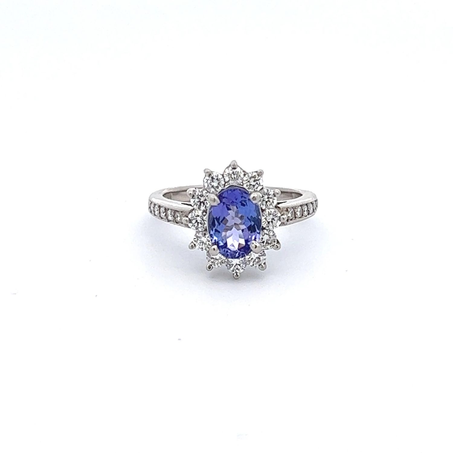 PLT Tanzanite &amp; Dia Ring sz 5.5 1.35 Tan, 0.69 Dia 6.8g