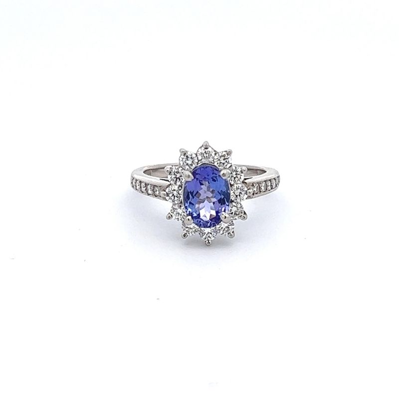 PLT Tanzanite &amp; Dia Ring sz 5.5 1.35 Tan, 0.69 Dia 6.8g