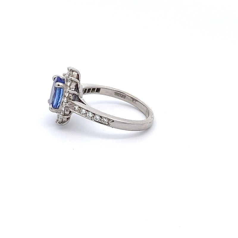 PLT Tanzanite &amp; Dia Ring sz 5.5 1.35 Tan, 0.69 Dia 6.8g