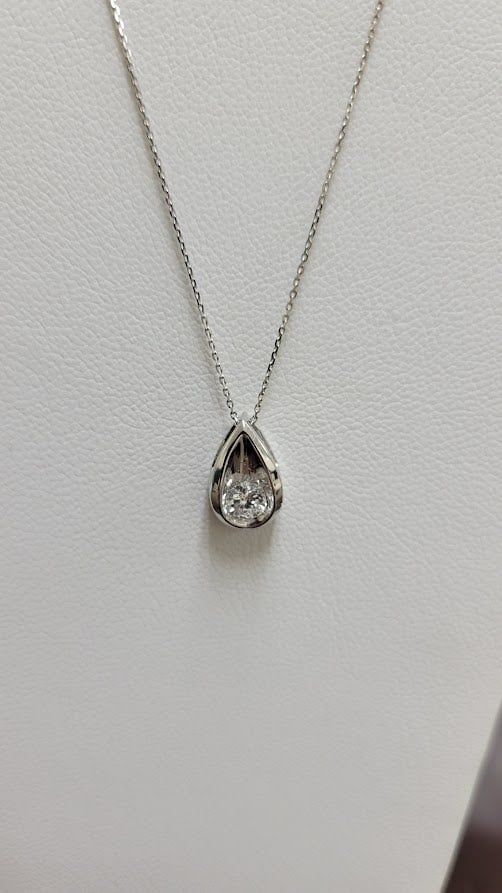 14KW Teardrop Diamond Pendant, 0.35ctw