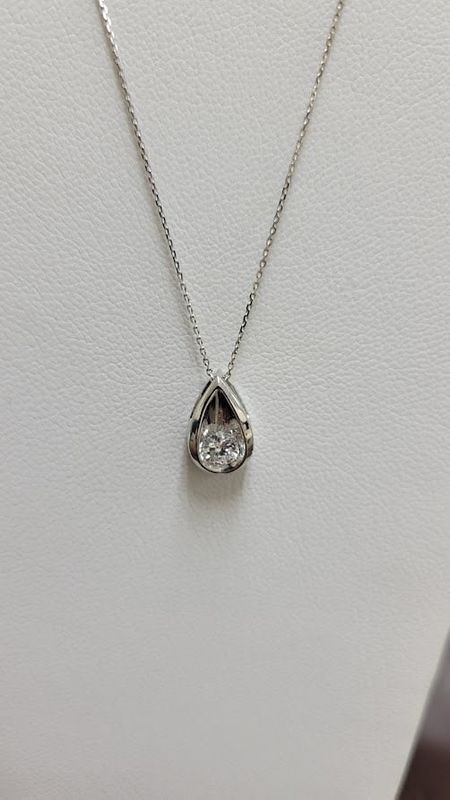 14KW Teardrop Diamond Pendant, 0.35ctw