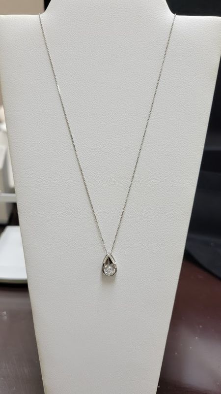 14KW Teardrop Diamond Pendant, 0.35ctw