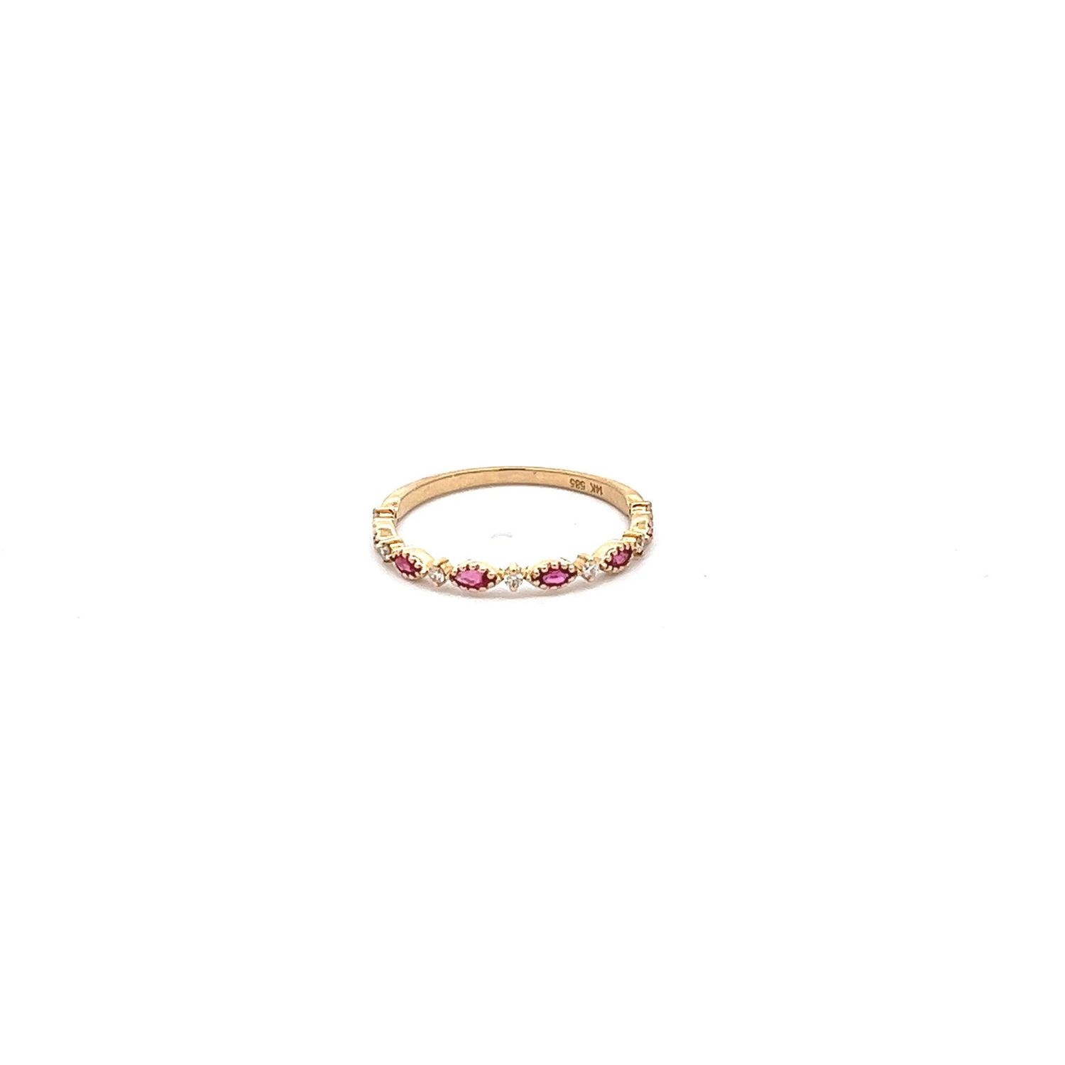 14KY DIA &amp; RUBY RING 0.07DIA 0.25 RUBY  STACKABLE RING