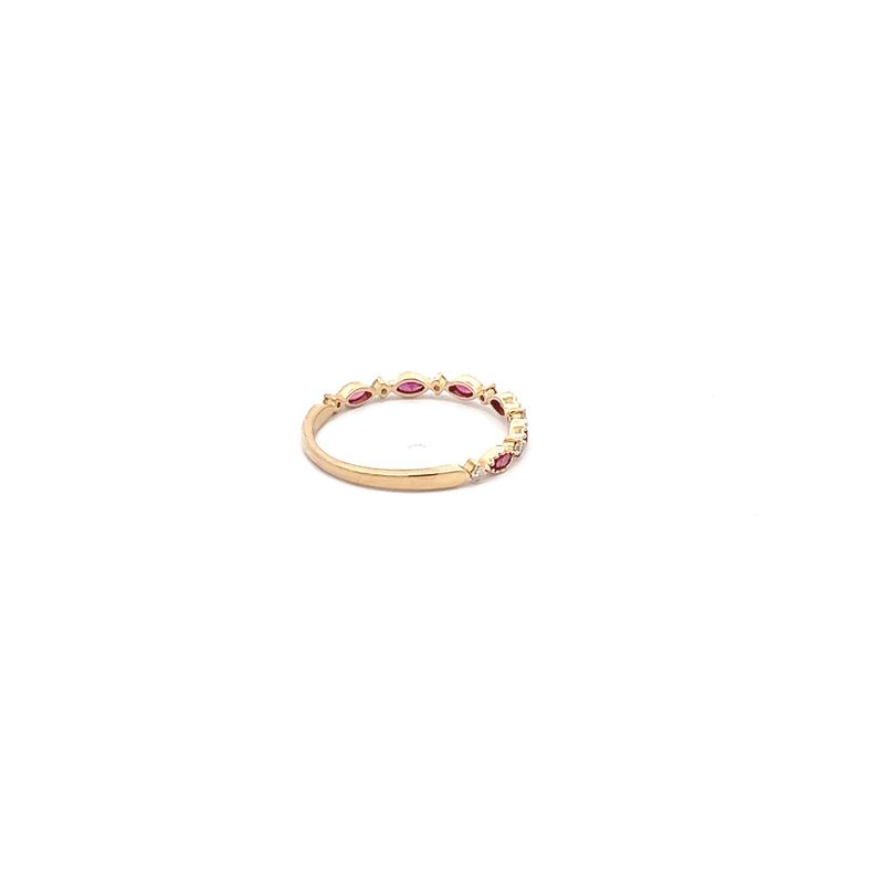 14KY DIA &amp; RUBY RING 0.07DIA 0.25 RUBY  STACKABLE RING