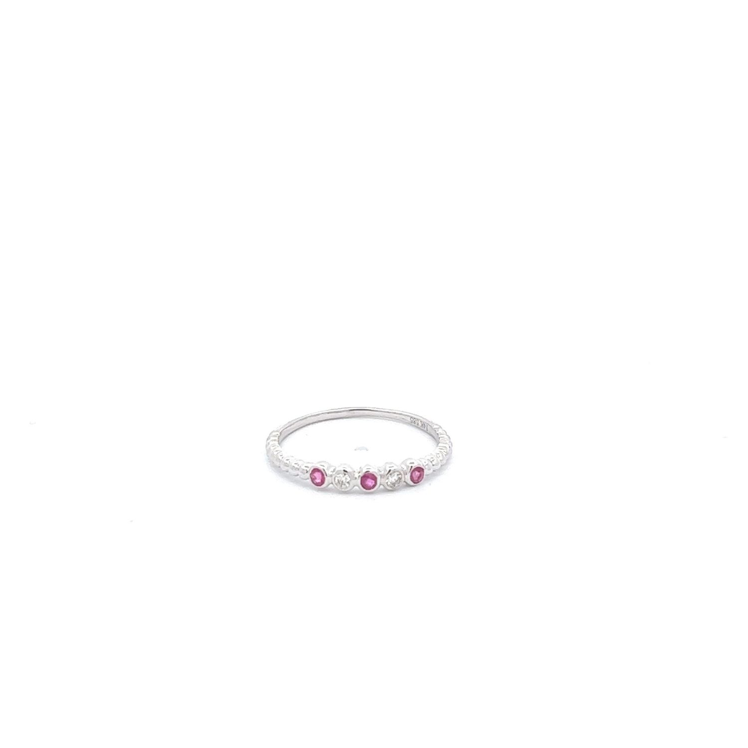 14KW 0.14 DIA &amp; RUBY STACKALBLE RING