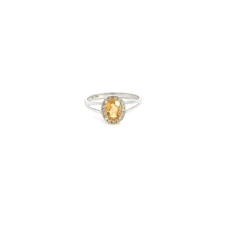 14KW Cit &amp; Dia Oval Ring Size 6.5