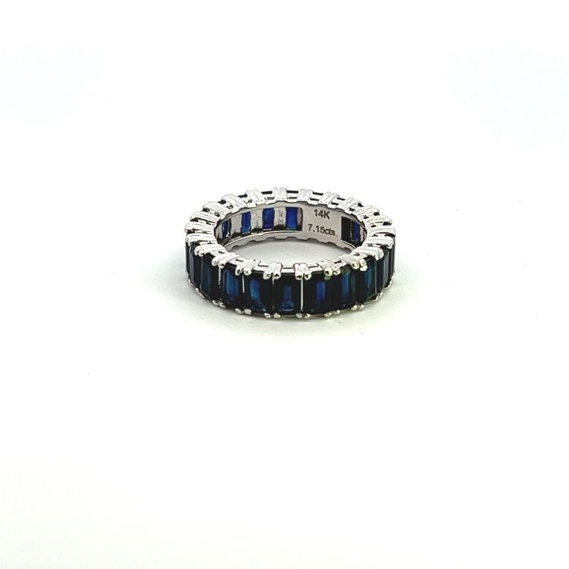 CON 14KWG 7.15 CTW SAPPHIRE ETERNITY BAND SZ 6.75