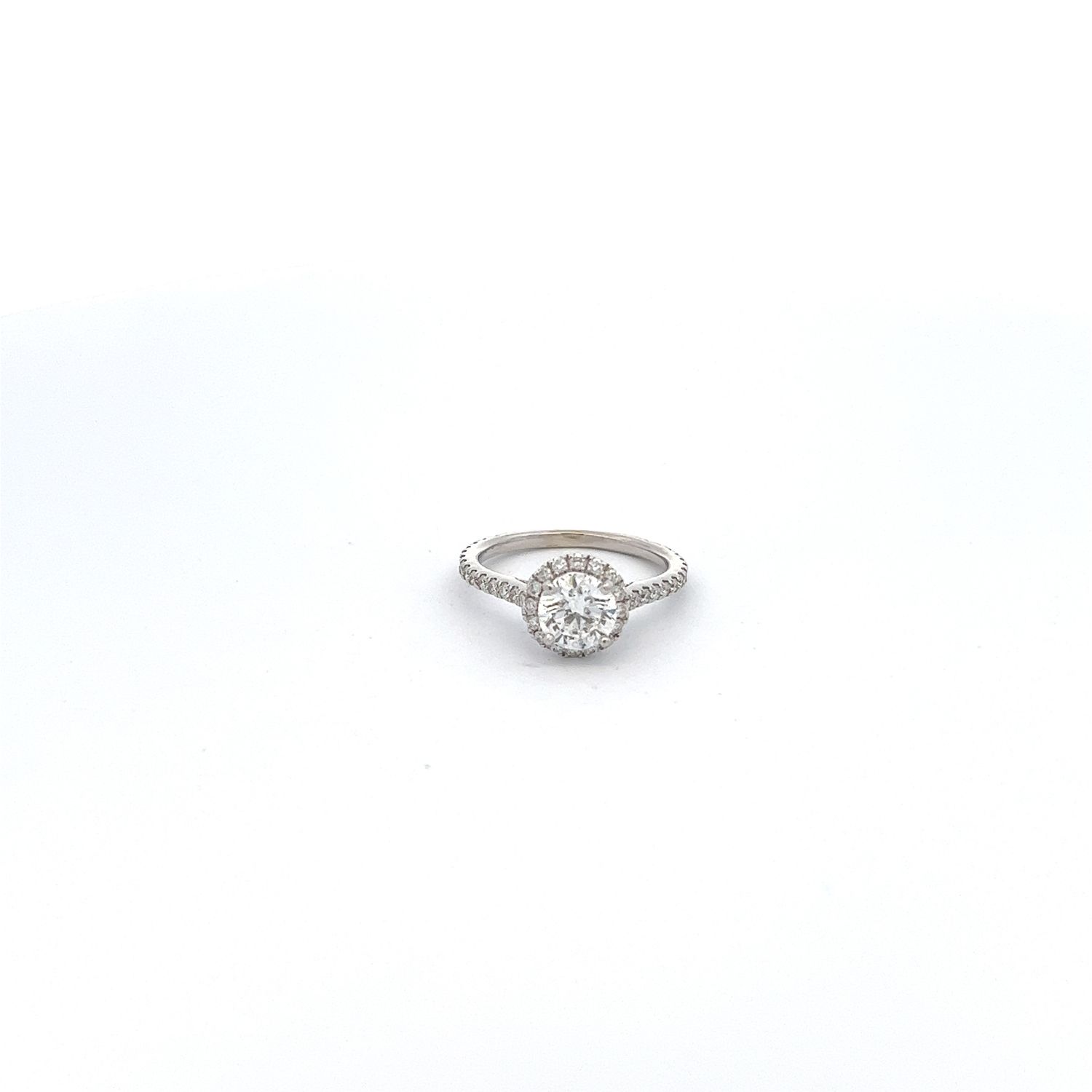 Cons 14KW 1.0 ctr SI2/G 1.5 ctw diamond engagement ring with halo.