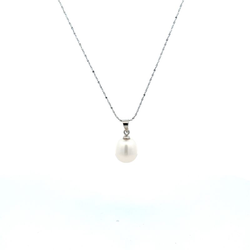 18&quot; 10.4mm   Fresh Water Pearl Necklace in Sterling Silver